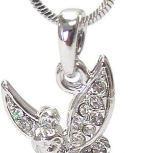 Fairy Wings Pendant Necklace Crystal Cubic Zirconia Rhodium-Plated Women